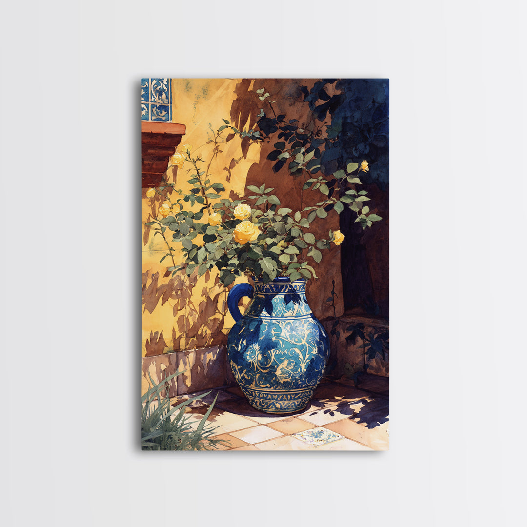 Blue and White Ceramic Pitcher Canvas Print, French Country Art, Home Decor Gift, Farmhouse Decor, Fine Art, Country, FCA-2x3-11