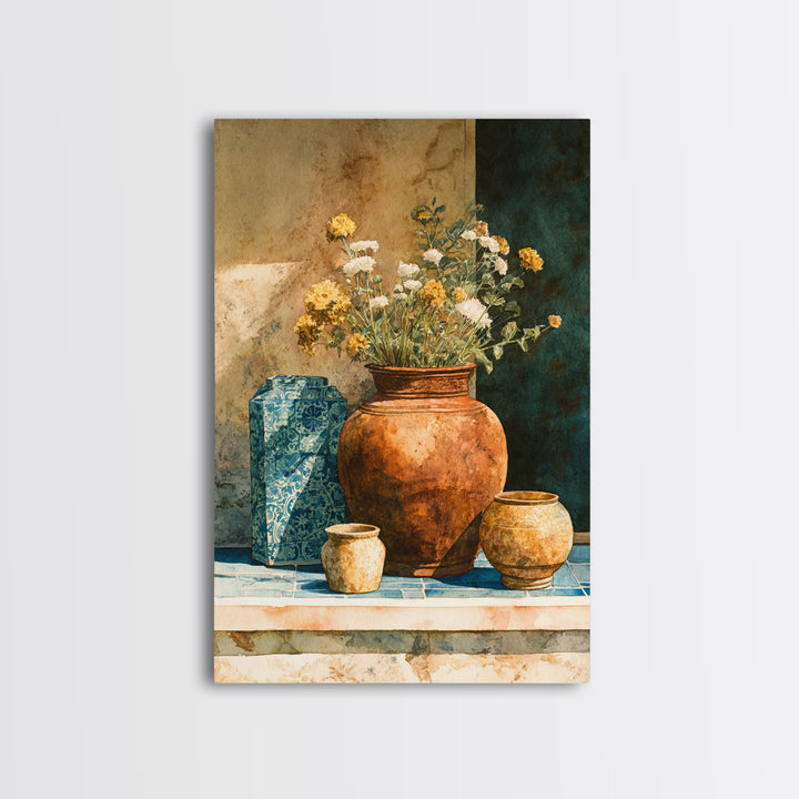 Antique Copper Pot and Flowers Still Life Canvas Print, French Country Art, Home Decor Gift, Farmhouse Decor, Fine Art, Country, FCA-2x3-32
