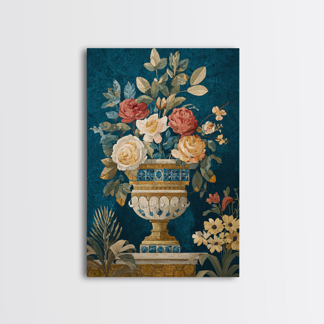 Ch Teau Garden Urn Framed Canvas Print, French Country Art, Digital Art Prints, Farmhouse Decor, Fine Art, Country, Home Decor, FCA-2x3-51