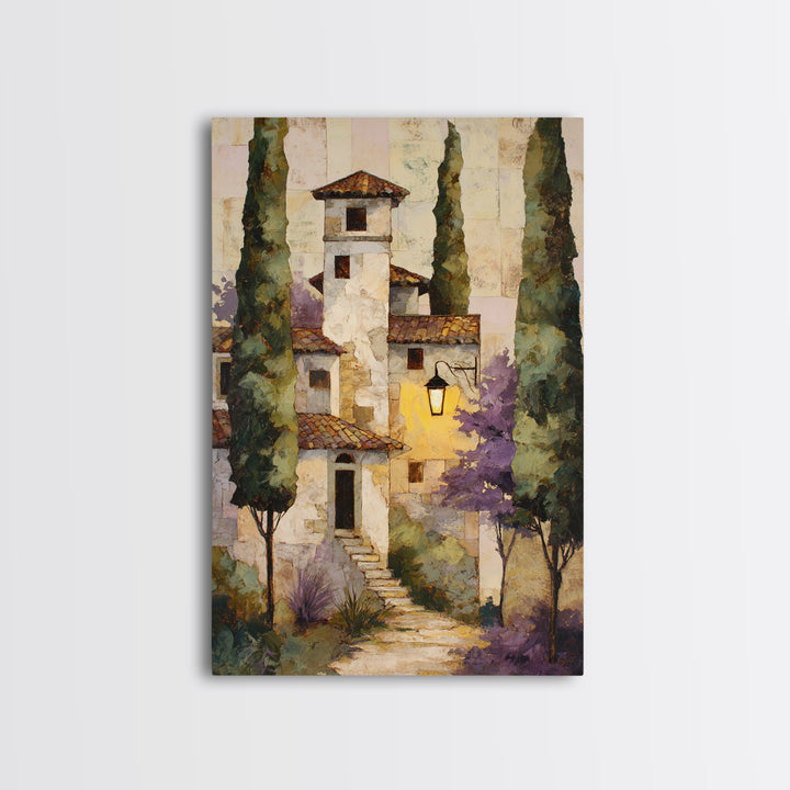 Country Lane Lined Framed Canvas Print, French Country Art, Floral Wall Art, Farmhouse Decor, Fine Art, Country, Gallery Decor, FCA-2x3-55