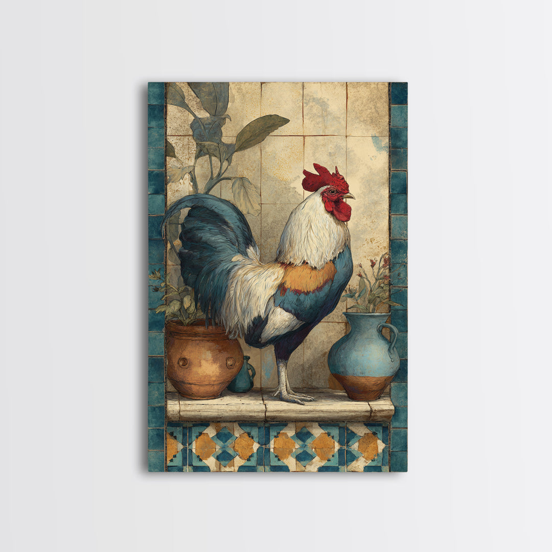 Rooster Portrait in Rustic French Palette Canvas Print, French Country Art, Luxury Decor, Farmhouse Decor, Fine Art, Country, FCA-2x3-58
