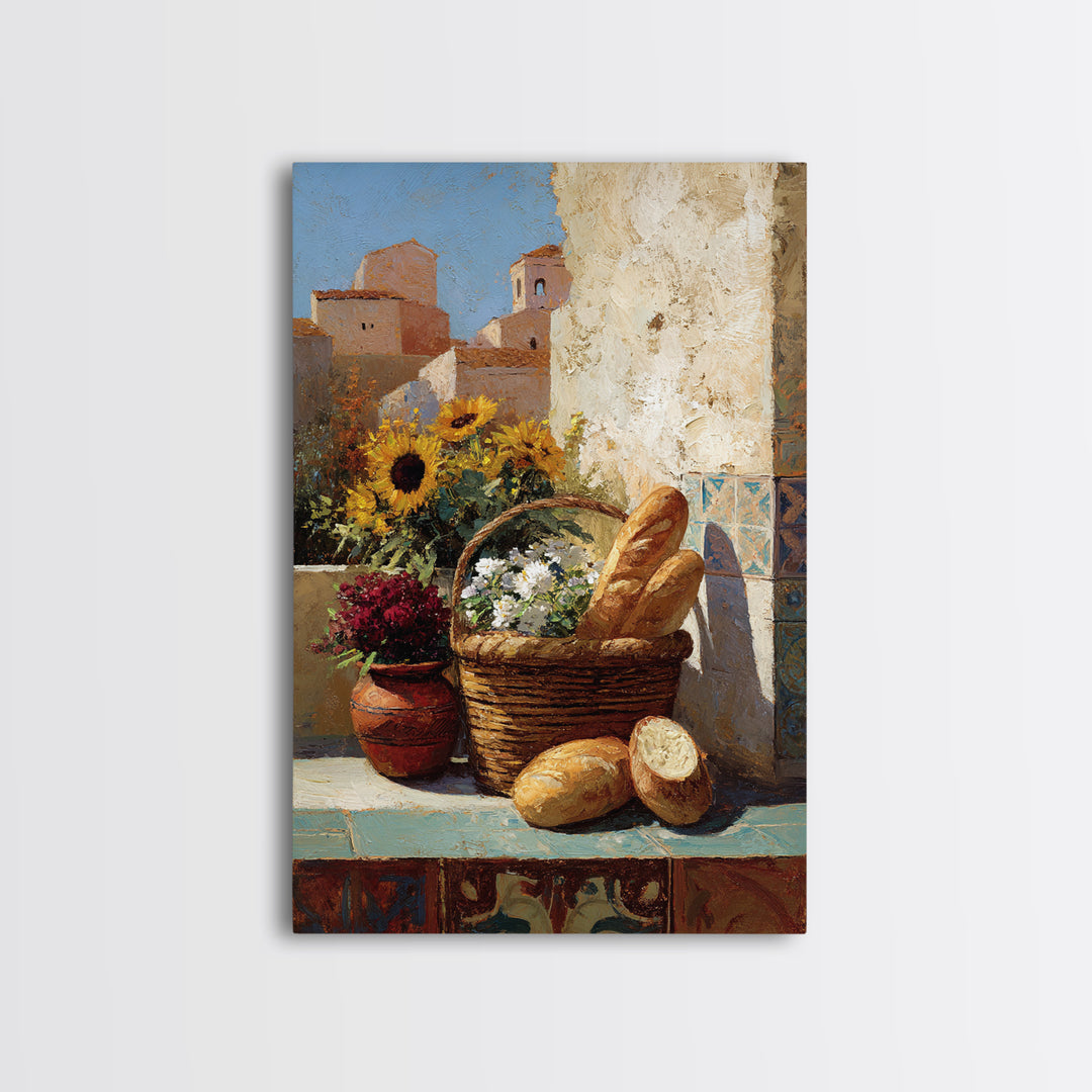 French Market Basket Framed Canvas Print, French Country Art, Downloadable Art, Farmhouse Decor, Country, Luxury Decor, FCA-2x3-63