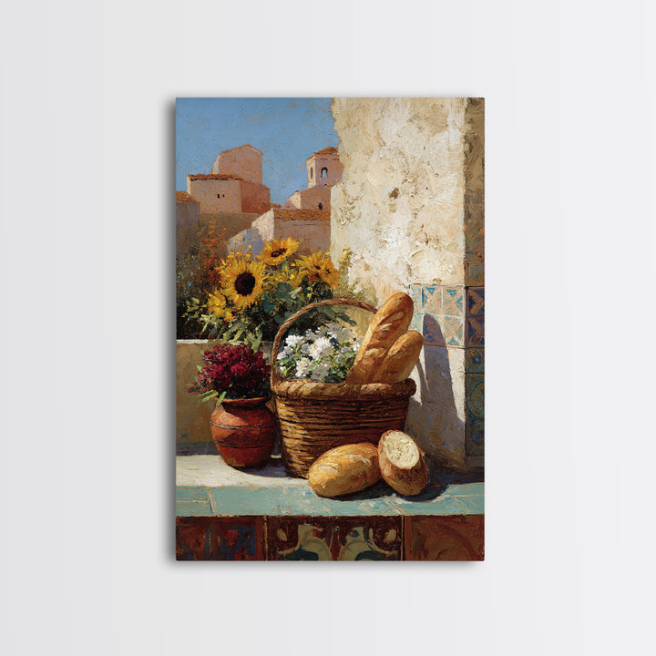French Market Basket Framed Canvas Print, French Country Art, Downloadable Art, Farmhouse Decor, Country, Luxury Decor, FCA-2x3-63