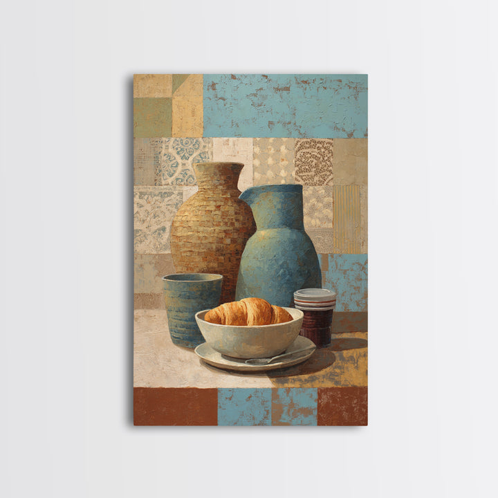Caf Au Lait Bowl Canvas Print, French Country Art, Fine Art Print, Farmhouse Decor, Oil Painting, Country, Digital Prints, FCA-2x3-66
