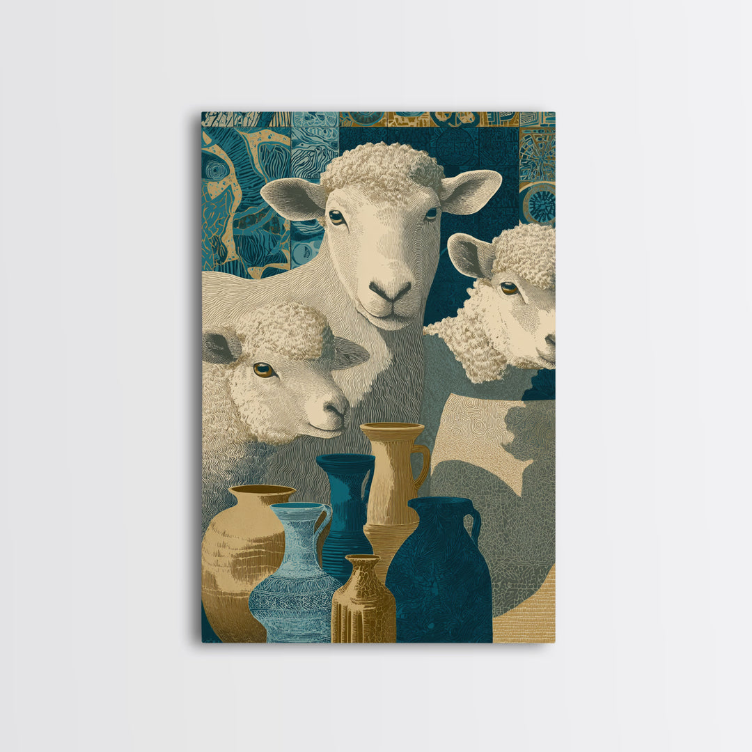 Pastoral Sheep in Rolling Countryside Canvas Print, French Country Art, Statement Artwork, Farmhouse Decor, Fine Art, Country, FCA-2x3-70