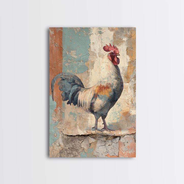 Rooster Portrait in Rustic French Palette Canvas Print, French Country Art, Luxury Decor, Farmhouse Decor, Fine Art, Country, FCA-2x3-82
