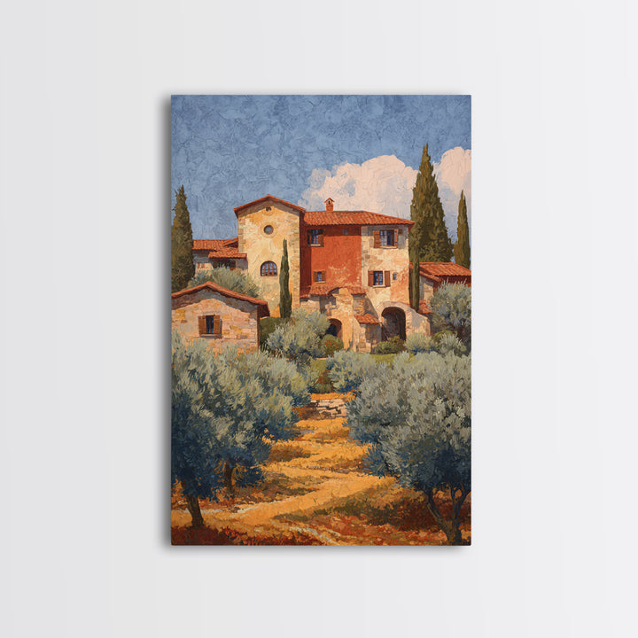 Sunlit Provence Olive Grove Framed Canvas Print, French Country Art, Contemporary Art, Farmhouse Decor, Fine Art, Country, FCA-2x3-85