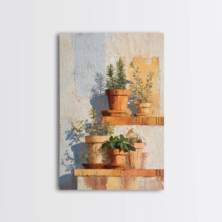 Terra Cotta Pots Canvas Print, French Country Art, Luxury Decor, Farmhouse Decor, Country, Oil Painting, Digital Wall Art, FCA-2x3-91
