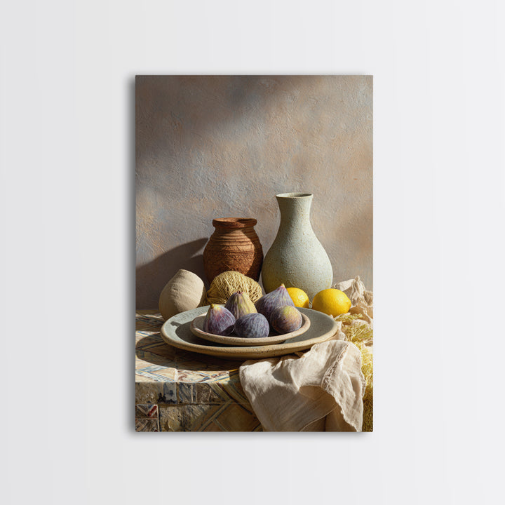Figs on Ceramic Plate Canvas Print, French Country Art, Fine Art Print, Farmhouse Decor, Abstract Art, Country, Digital Prints, FCA-2x3-96