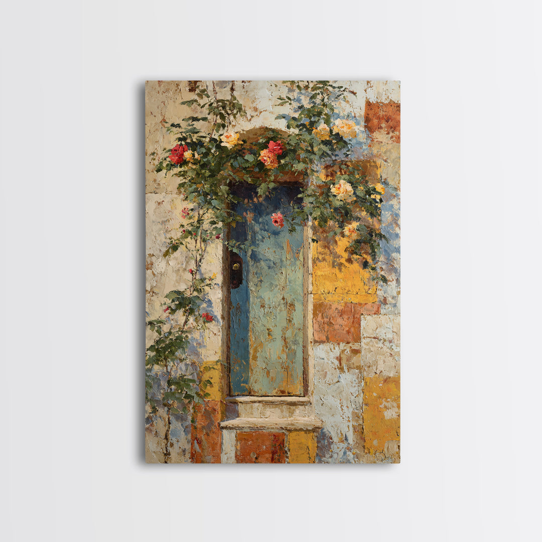 Rustic Door Covered Framed Canvas Print, French Country Art, Textured Painting, Farmhouse Decor, Country, Home Decor Gift, FCA-2x3-97