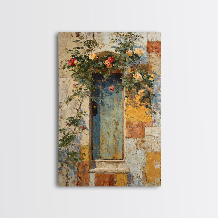 Rustic Door Covered Framed Canvas Print, French Country Art, Textured Painting, Farmhouse Decor, Country, Home Decor Gift, FCA-2x3-97