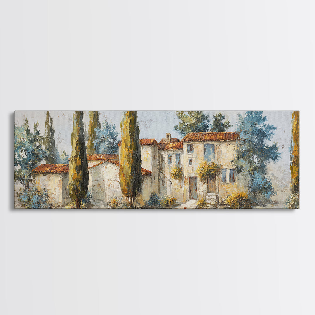 Country Lane Lined Framed Canvas Print, French Country Art, Eclectic Wall Art, Farmhouse Decor, Fine Art, Country, Modern Decor, FCA-3x1-15