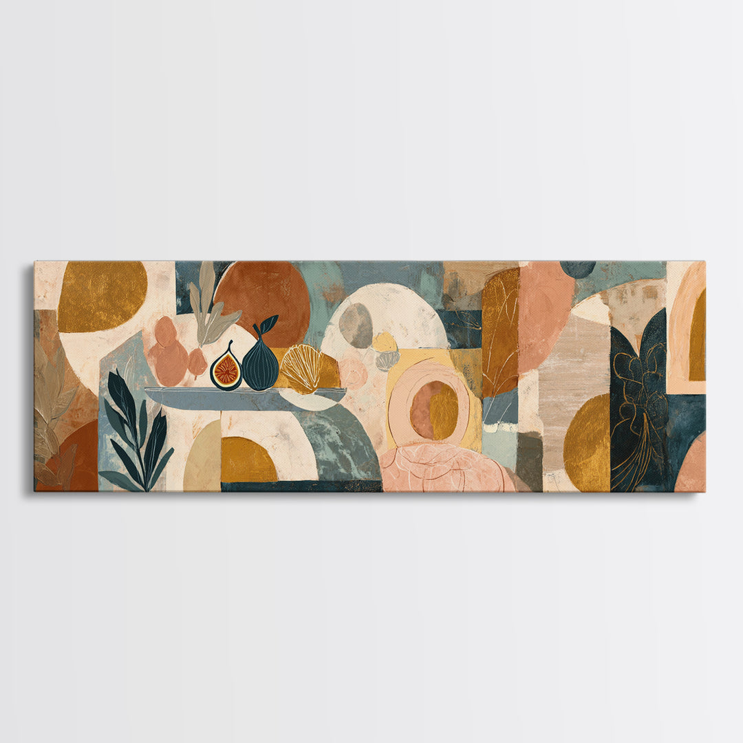 Figs on Ceramic Plate Framed Canvas Print, French Country Art, Downloadable Art, Farmhouse Decor, Abstract Art, Country, FCA-3x1-32
