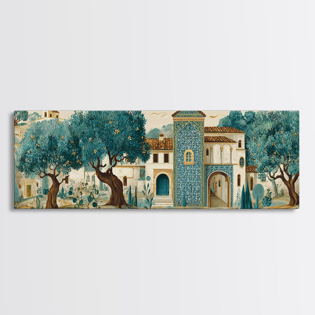 Sunlit Provence Olive Grove Canvas Print, French Country Art, Original Painting, Farmhouse Decor, Country, Coastal Wall Art, FCA-3x1-45