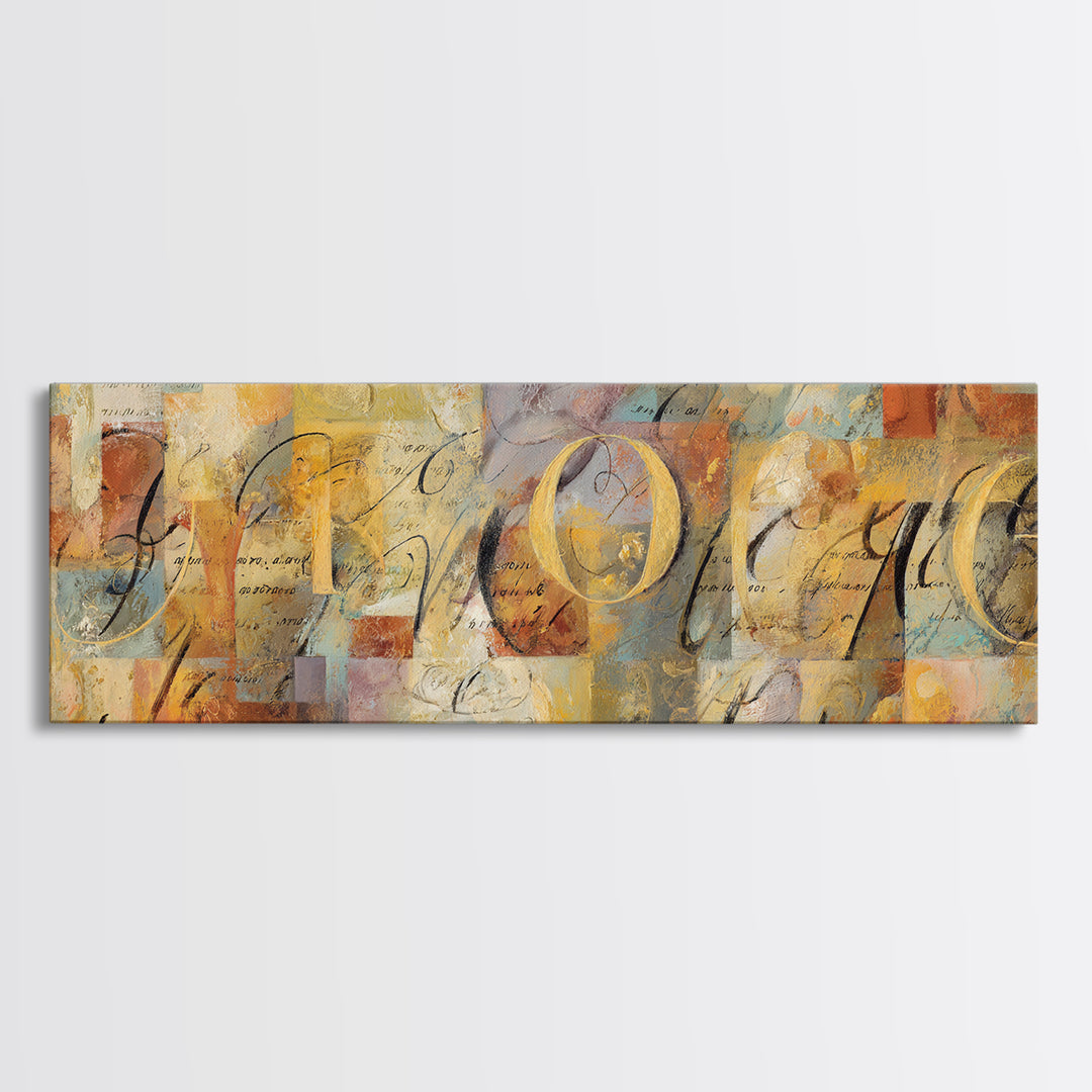French Script Flourishes Without Readable Text Framed Canvas Print, French Country Art, Digital Art, Farmhouse Decor, Country, FCA-3x1-58
