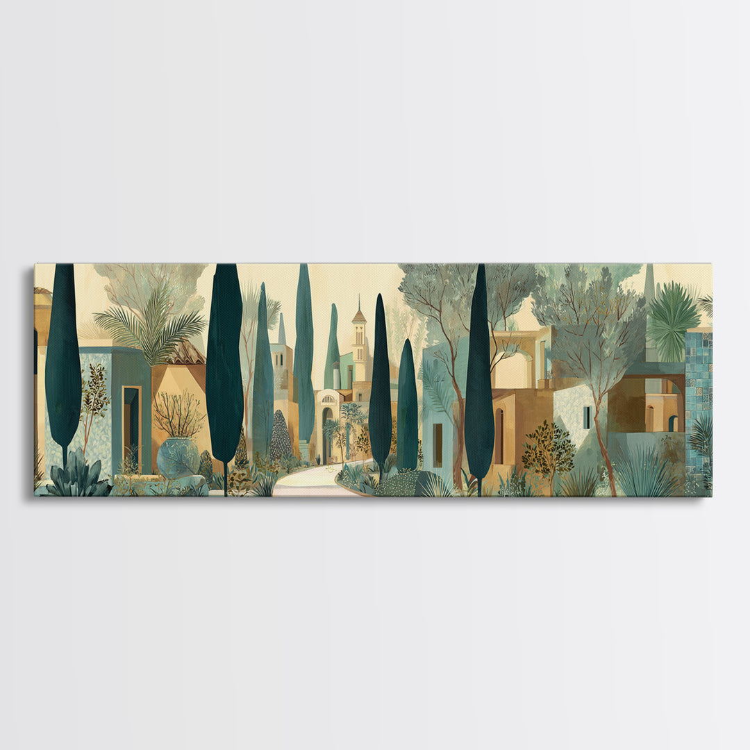 Country Lane Lined Framed Canvas Print, French Country Art, Neutral Decor, Farmhouse Decor, Abstract Art, Country, Wall Art, FCA-3x1-63