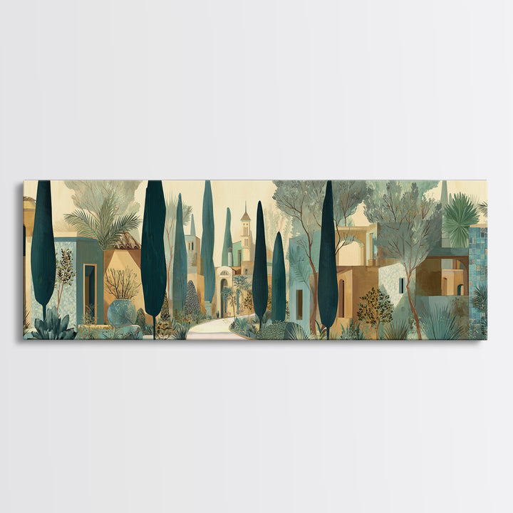 Country Lane Lined Framed Canvas Print, French Country Art, Neutral Decor, Farmhouse Decor, Abstract Art, Country, Wall Art, FCA-3x1-63