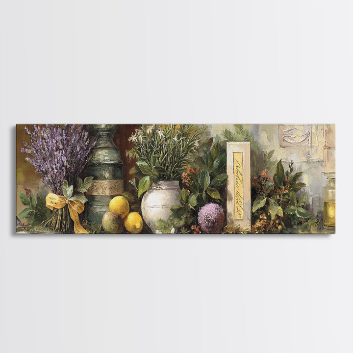 Farmhouse Kitchen Herbs Tied Framed Canvas Print, French Country Art, Digital Wall Art, Farmhouse Decor, Fine Art, Country, FCA-3x1-77