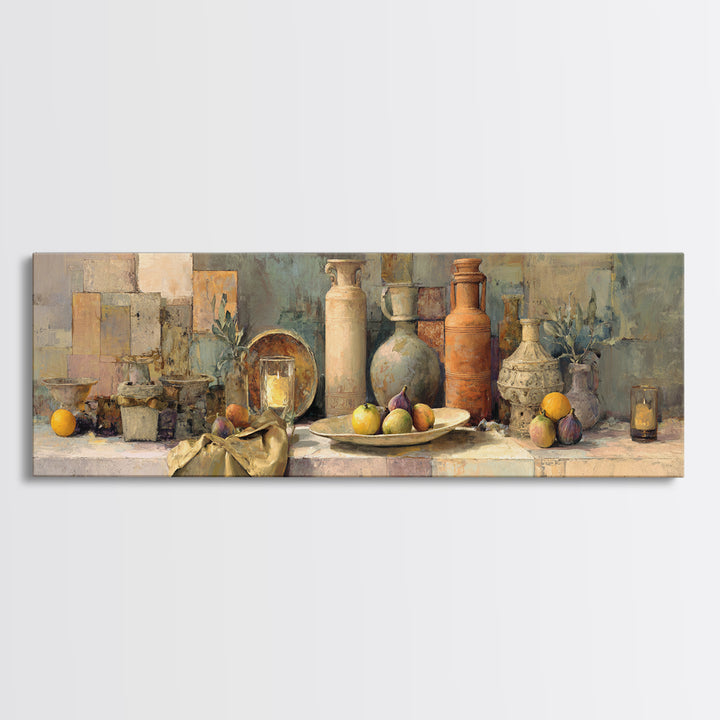Figs on Ceramic Plate Canvas Print, French Country Art, Minimalist Decor, Farmhouse Decor, Abstract Art, Country, FCA-3x1-80