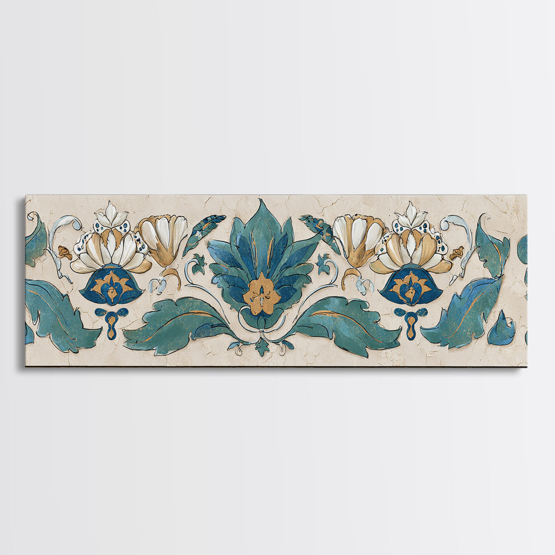 French Script Flourishes Without Readable Text Framed Canvas Print, French Country Art, Digital Art, Farmhouse Decor, Country, FCA-3x1-82