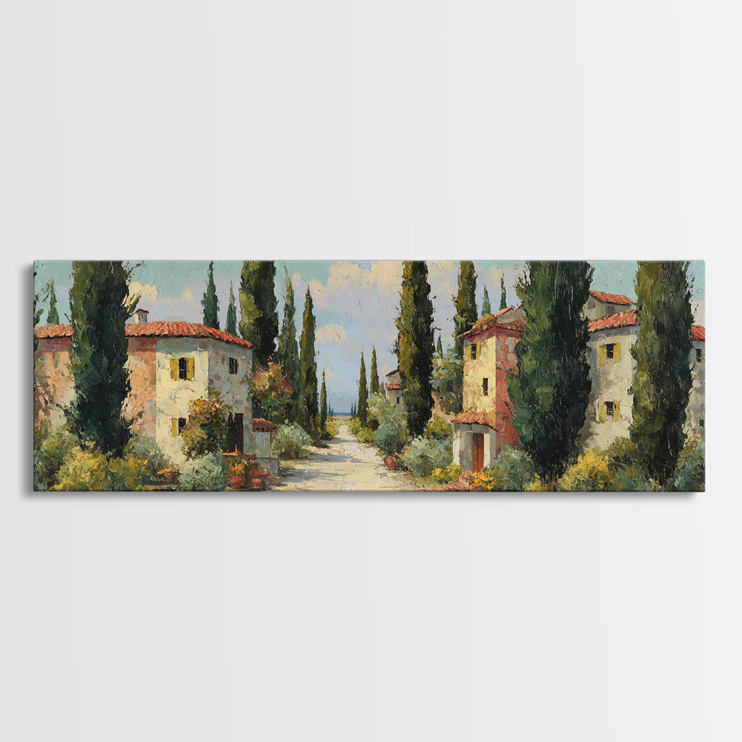 Country Lane Lined Framed Canvas Print, French Country Art, Contemporary Art, Farmhouse Decor, Abstract Art, Country, FCA-3x1-87