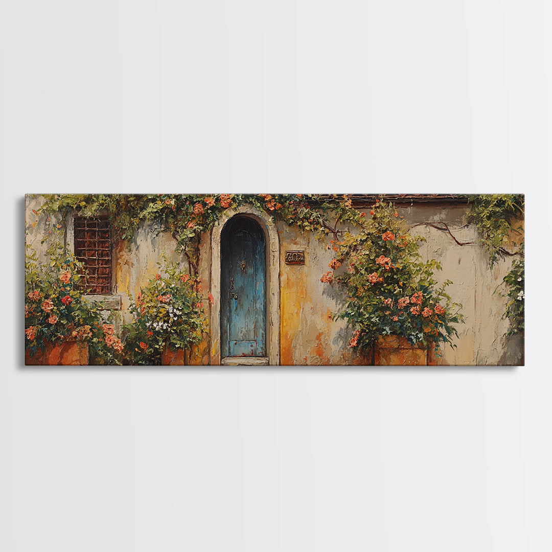 Rustic Door Covered Framed Canvas Print, French Country Art, Textured Painting, Farmhouse Decor, Country, Home Decor Gift, FCA-3x1-9
