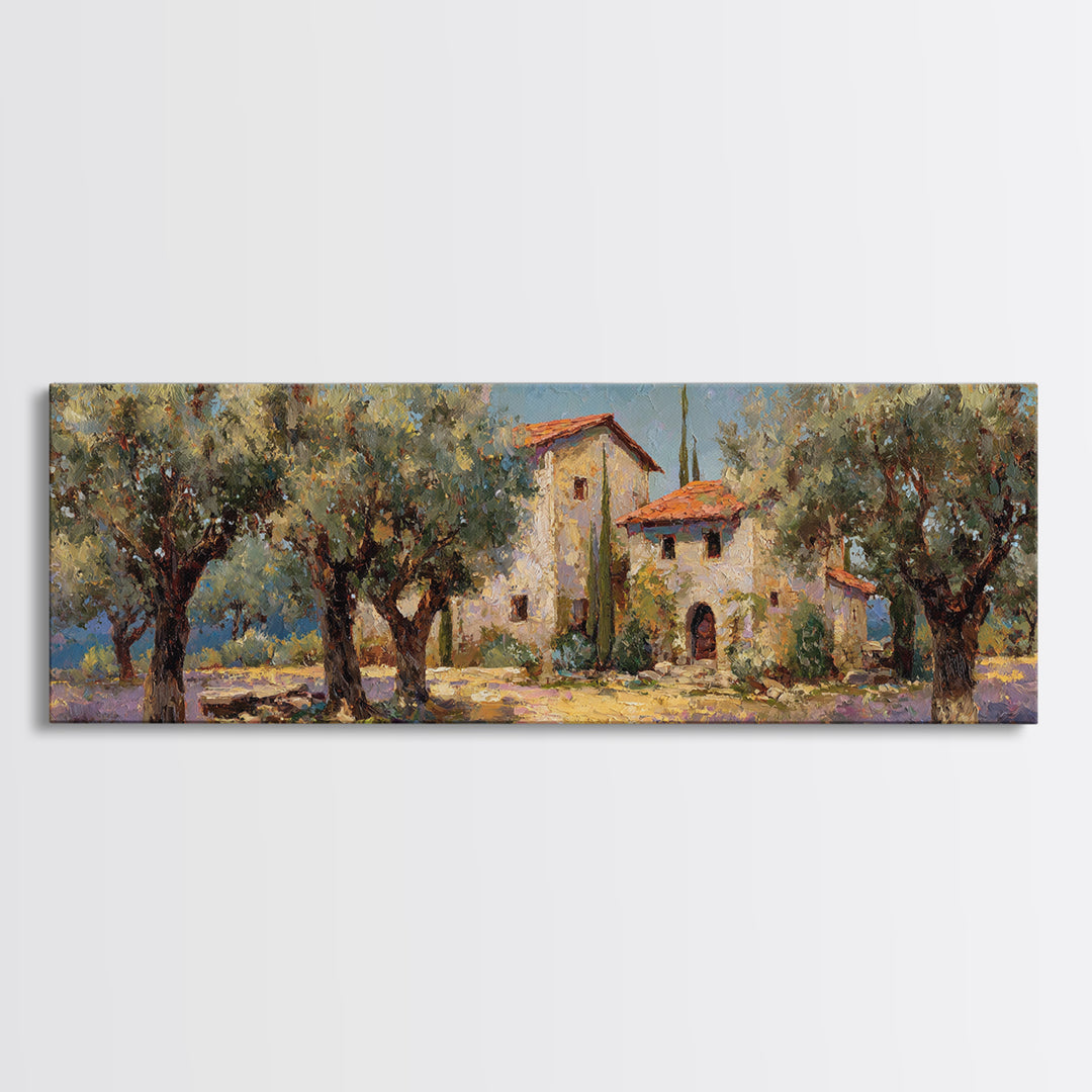 Sunlit Provence Olive Grove Canvas Print, French Country Art, Botanical Prints, Farmhouse Decor, Country, Digital Download Art, FCA-3x1-93