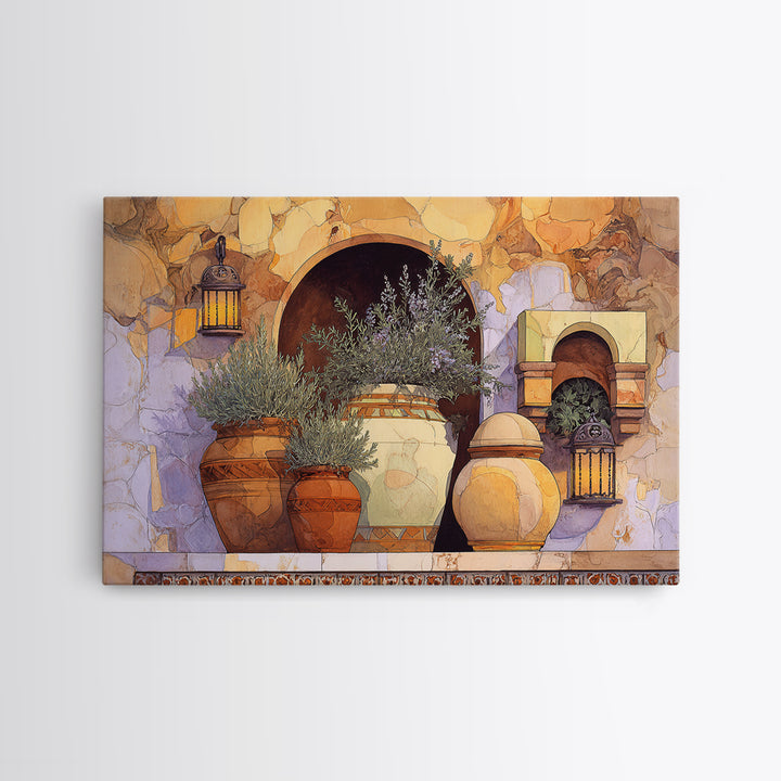 Terra Cotta Pots Framed Canvas Print, French Country Art, Neutral Decor, Farmhouse Decor, Fine Art, Country, Wall Art, FCA-3x2-15