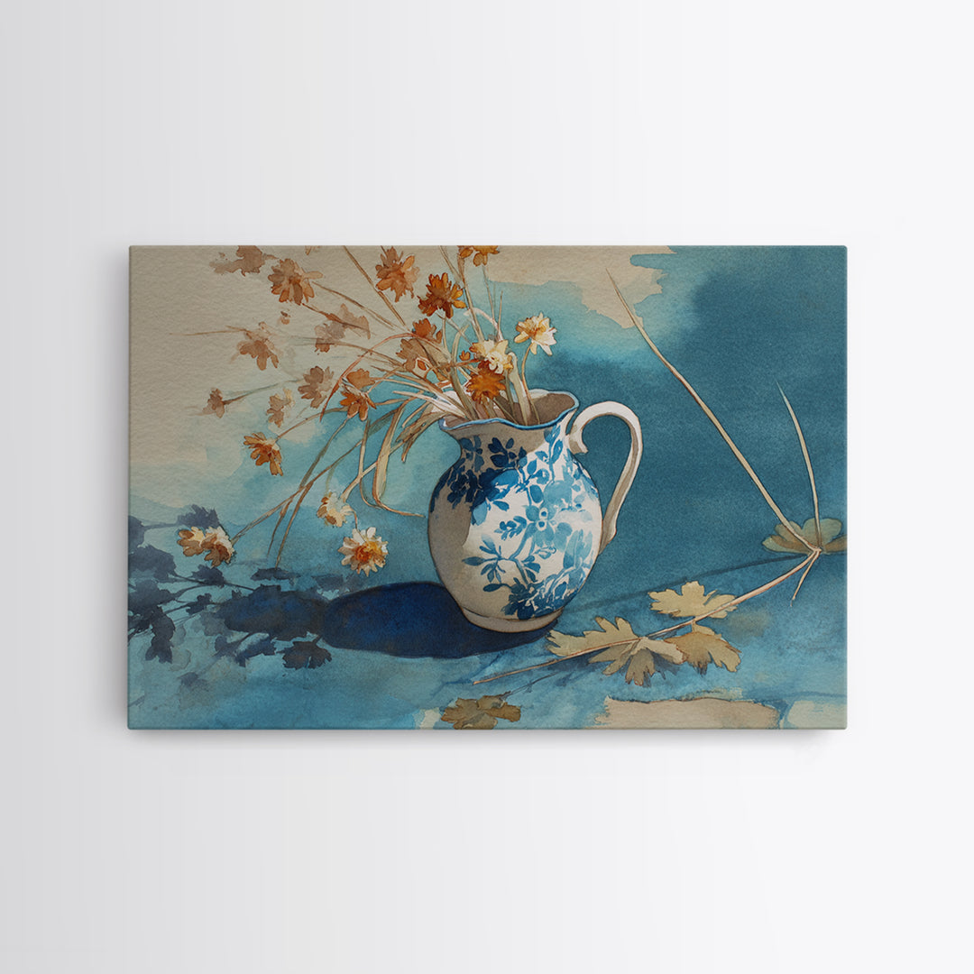 Weathered Window with Blue Shutters Framed Canvas Print, French Country Art, Digital Art, Farmhouse Decor, Abstract Art, FCA-3x2-25
