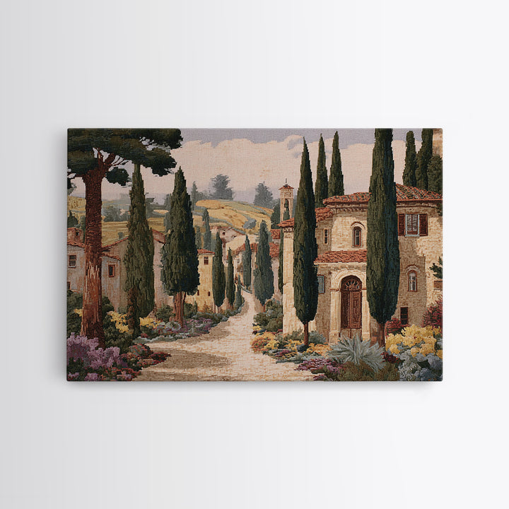 Country Lane Lined Framed Canvas Print, French Country Art, Textured Painting, Farmhouse Decor, Country, Home Decor Gift, FCA-3x2-27