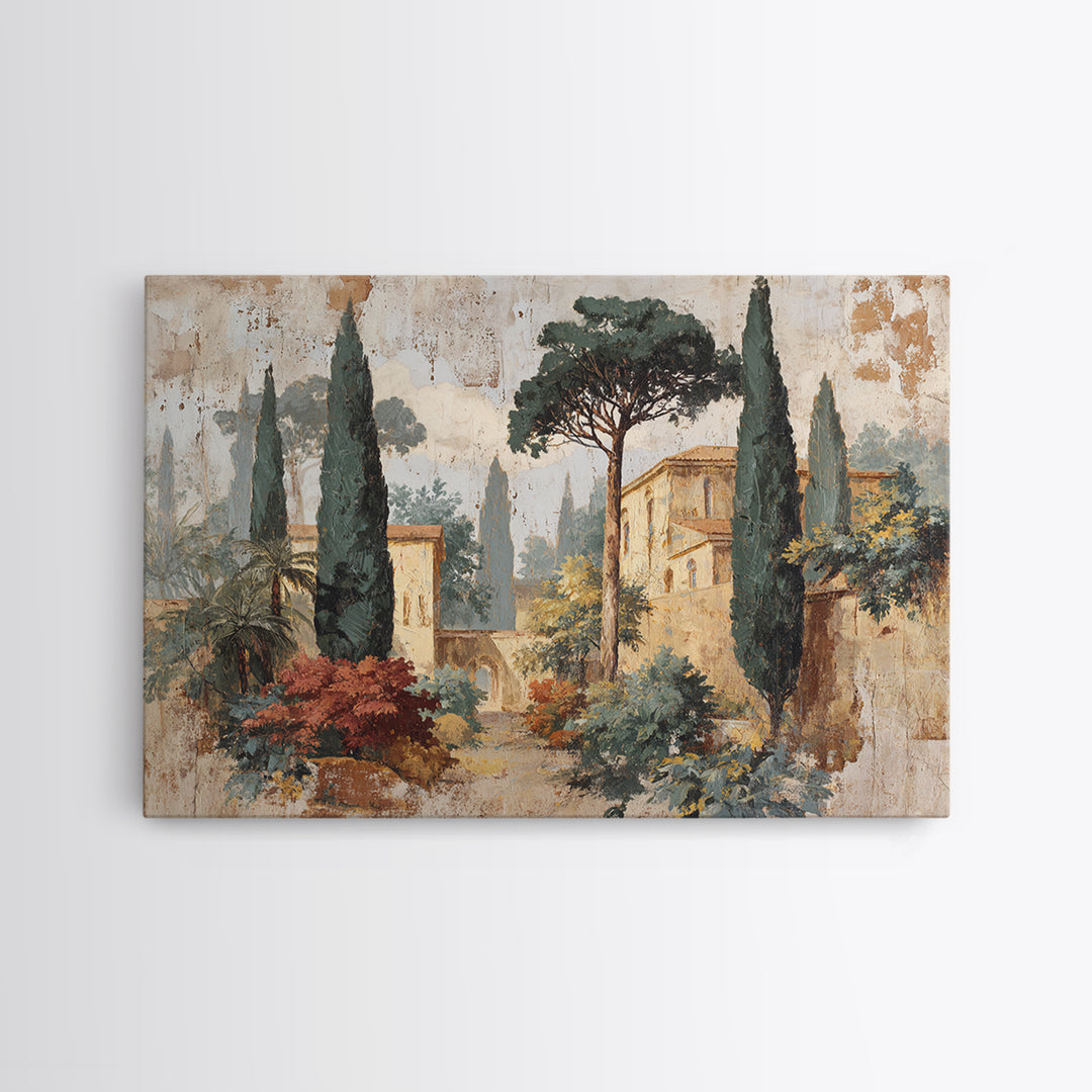 Country Lane Lined Canvas Print, French Country Art, Statement Artwork, Farmhouse Decor, Abstract Art, Country, Digital Art, FCA-3x2-3