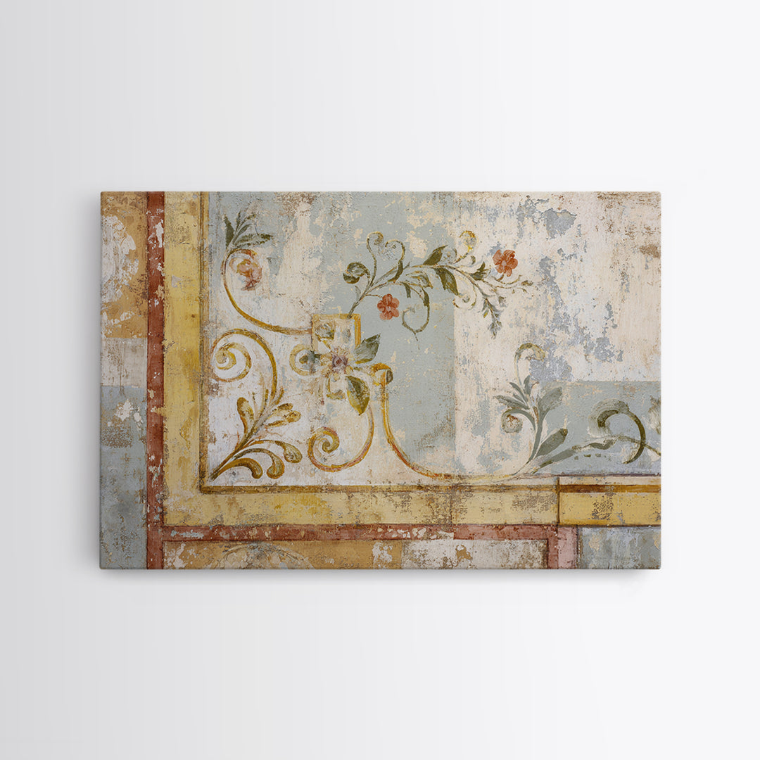 French Script Flourishes Without Readable Text Framed Canvas Print, French Country Art, Digital Art, Farmhouse Decor, Country, FCA-3x2-46