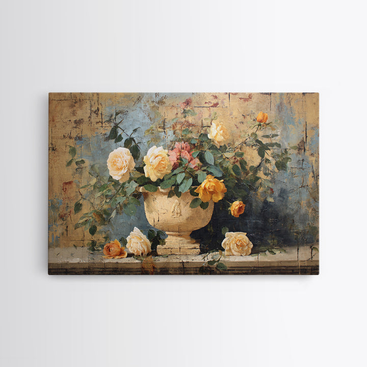 Ch Teau Garden Urn Framed Canvas Print, French Country Art, Digital Art Prints, Farmhouse Decor, Fine Art, Country, Home Decor, FCA-3x2-47