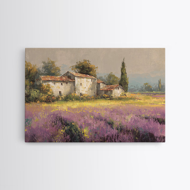 Lavender Field with Distant Stone Farmhouse Canvas Print, French Country Art, Printable Art, Farmhouse Decor, Fine Art, Country, FCA-3x2-53