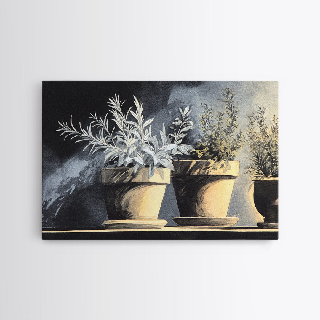 Terra Cotta Pots Framed Canvas Print, French Country Art, Neutral Decor, Farmhouse Decor, Fine Art, Country, Wall Art, FCA-3x2-63