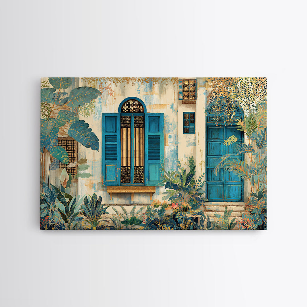 Weathered Window with Blue Shutters Canvas Print, French Country Art, Home Decor Gift, Farmhouse Decor, Fine Art, Country, FCA-3x2-73