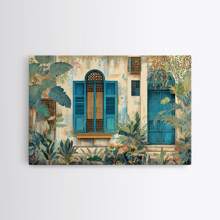 Weathered Window with Blue Shutters Canvas Print, French Country Art, Home Decor Gift, Farmhouse Decor, Fine Art, Country, FCA-3x2-73