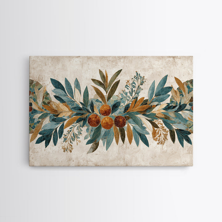 Olive Branch Wreath on Cream Ground Canvas Print, French Country Art, Printable Art, Farmhouse Decor, Oil Painting, Country, FCA-3x2-98