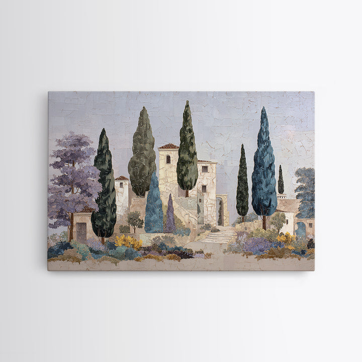 Country Lane Lined Framed Canvas Print, French Country Art, Floral Wall Art, Farmhouse Decor, Abstract Art, Country, FCA-3x2-99