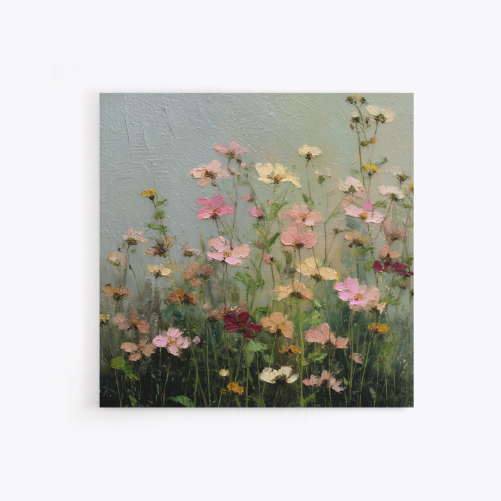Wildflower Meadow in Loose Impressionist Paint Canvas Print, Floral Art, Midcentury Modern, Living Room Decor, Fine Art, Bloom, FLO-1x1-3