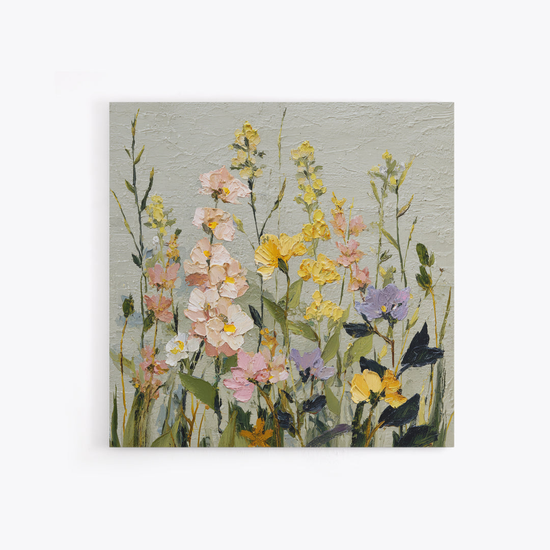 Wildflower Meadow in Loose Impressionist Paint Canvas Print, Floral Art, Art, Living Room Decor, Oil Painting, Bloom, FLO-1x1-99