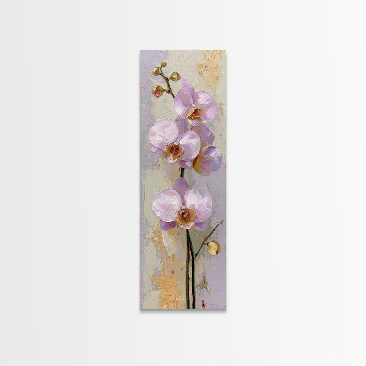 Orchid Stem with Elegant Negative Space Framed Canvas Print, Floral Art, Gallery Decor, Living Room Decor, Fine Art, Bloom, FLO-1x3-71