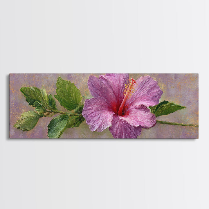 Hibiscus Flower with Tropical Brightness Canvas Print, Floral Art, Neutral Tone Abstract Floral Art, Living Room Decor, Bloom, FLO-3x1-11
