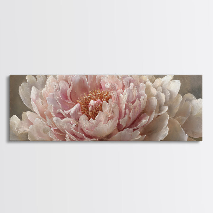 Oversized Blush Peony Canvas Print, Floral Art, Neutral Tone Abstract Floral Art, Living Room Decor, Fine Art, Bloom, FLO-3x1-41