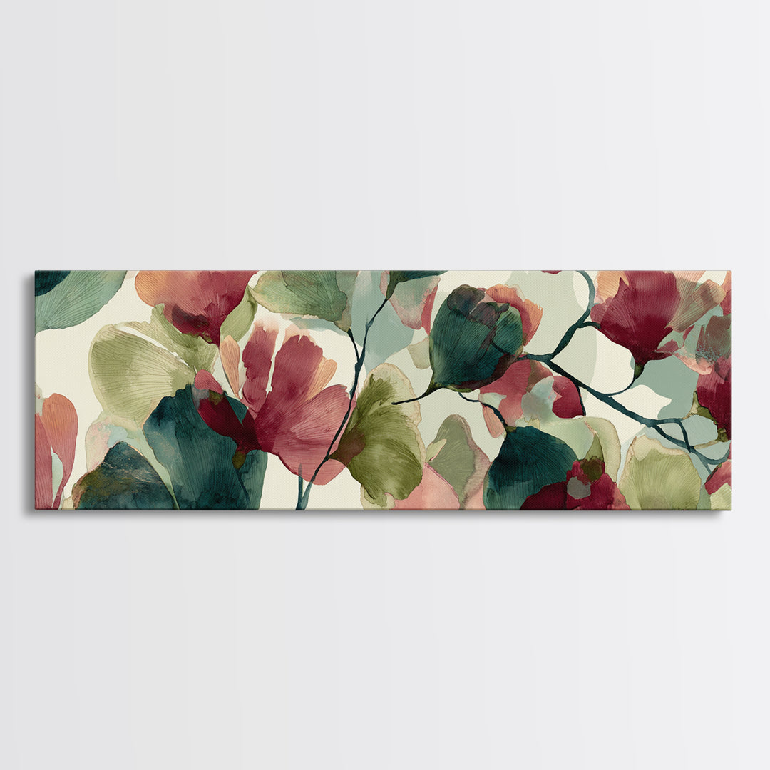 Abstract Flower Forms Framed Canvas Print, Floral Art, Peel Stick Wallpaper, Living Room Decor, Oil Painting, Bloom, FLO-3x1-82