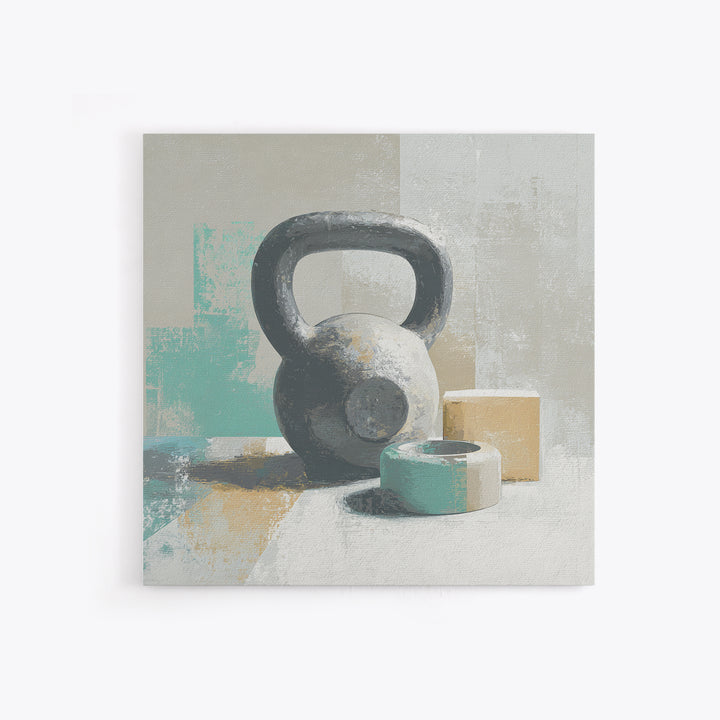 Kettlebell and Chalk Dust Canvas Print, Fitness Studio Art, Home Gym Sign, Gym Decor, Oil Painting, Motion, Motivational Canvas, FSA-1x1-30