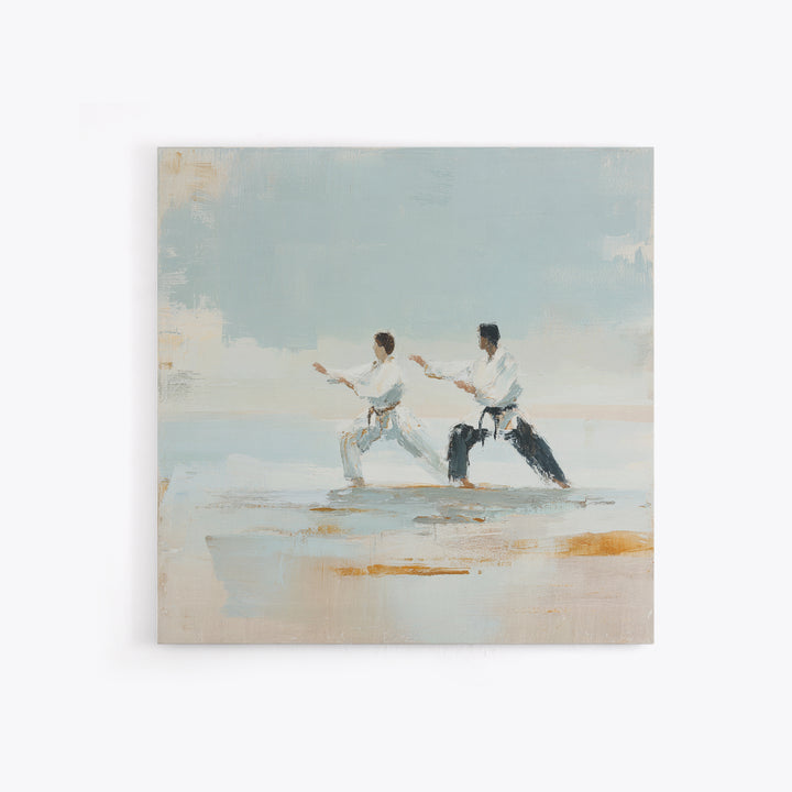 Martial Artist Pose Framed Canvas Print, Fitness Studio Art, Home Gym Decor, Gym Decor, Oil Painting, Motion, Home Gym Wall Art, FSA-1x1-43