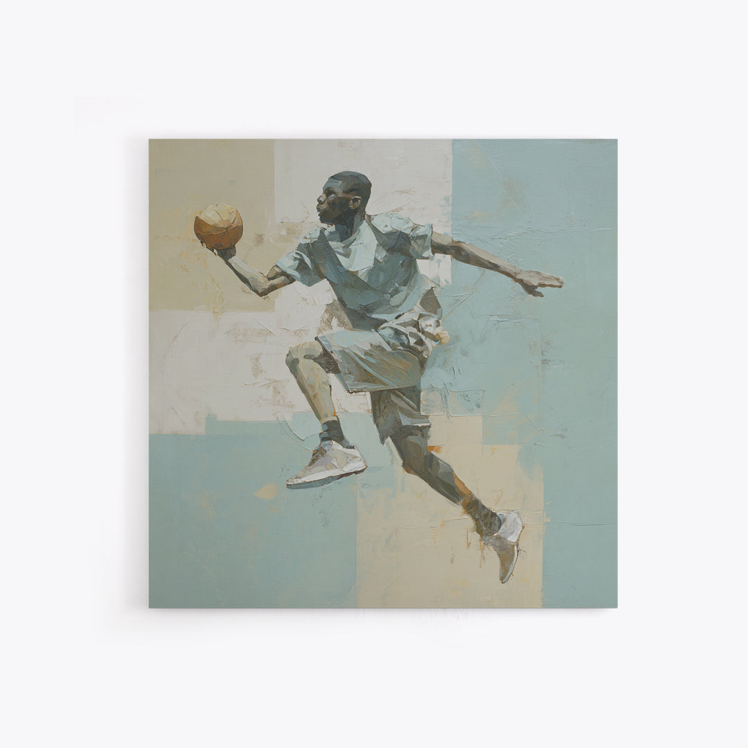 Basketball Player in Explosive Motion Framed Canvas Print, Fitness Studio Art, Home Gym Decor, Gym Decor, Fine Art, Motion, FSA-1x1-46