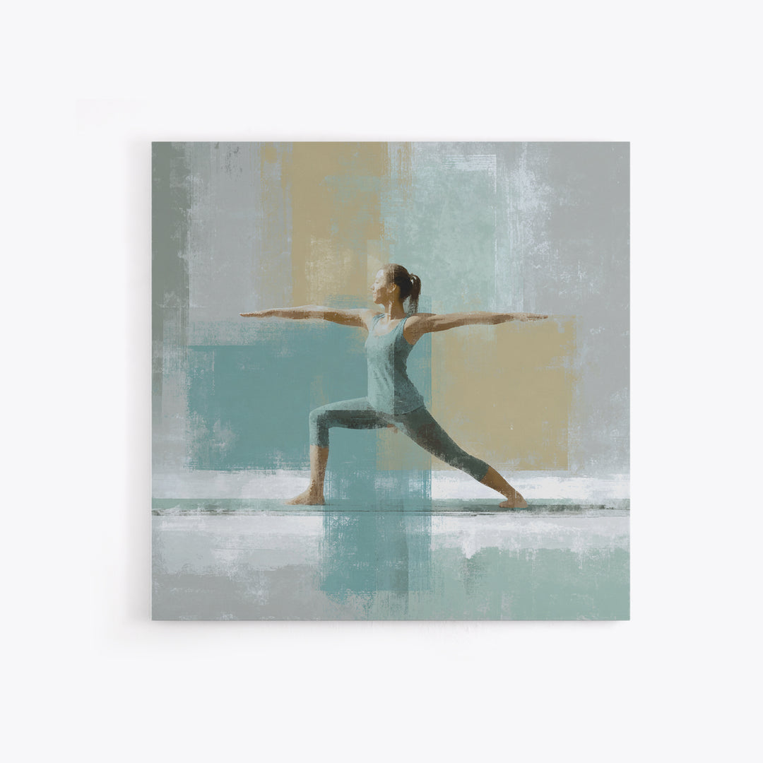 Yoga Warrior Pose Canvas Print, Fitness Studio Art, Pilates Poster, Gym Decor, Fine Art, Motion, Statement Artwork, Boho Decor, FSA-1x1-55