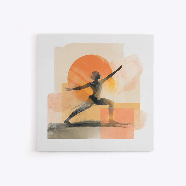 Yoga Warrior Pose Framed Canvas Print, Fitness Studio Art, Motivational Canvas, Gym Decor, Fine Art, Motion, Textured Painting, FSA-1x1-79